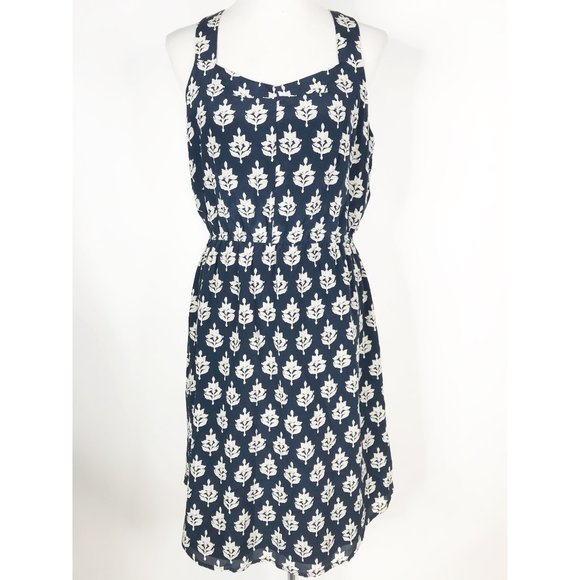 Lucky Brand Dresses Lucky Brand Silk Tank Dress Womens Medium Navy Floral Print A Line
